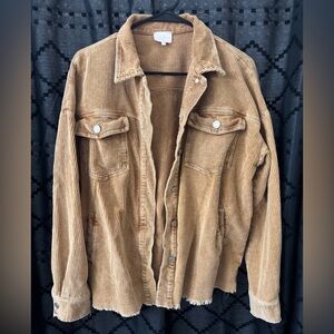 Entro Pumpkin Spice Corduroy Ribbed Jean Jacket